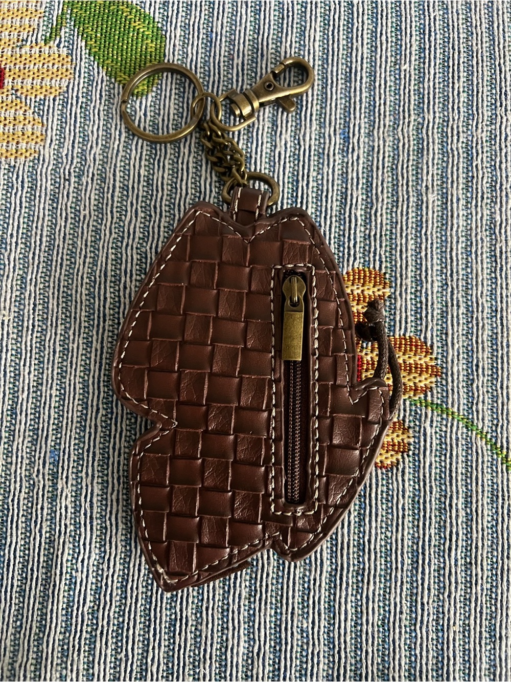 Chala Pink and Mint Floral Leather Keychain Charm - Picture 3 of 4